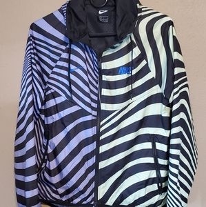 Nike zebra striped windbreaker with hoodie. Small